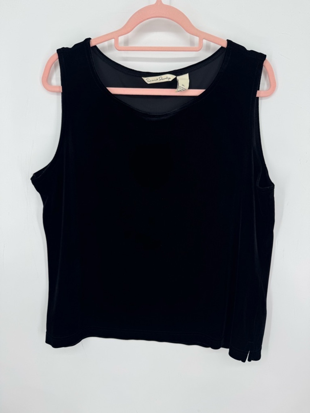 French Laundry Women's Black Neutral Velvet Dressy Tank Career Plus Size XL